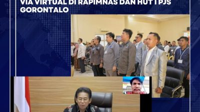 Wakil Ketua KPK RI Johanes Tanak saat memberikan Orasi Anti Korupsi Via Virtual Di Rapimnas dan HUT I PJS Gorontalo