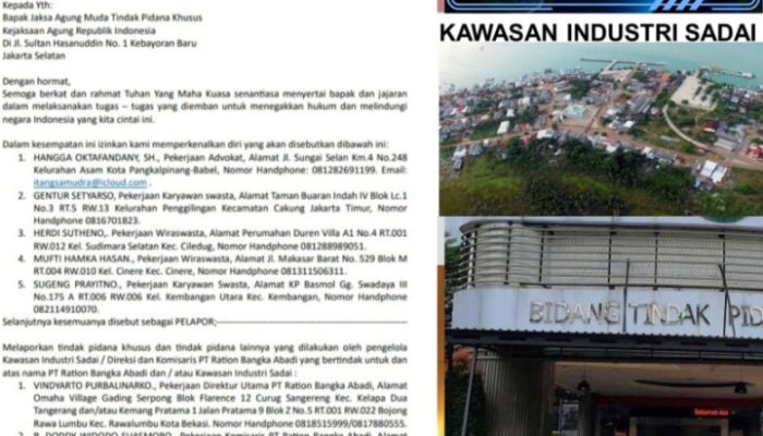 Mega Proyek KI Sadai Berpolemik ! Sejumlah Pengusaha Lapor PT RBA Ke Kejagung RI