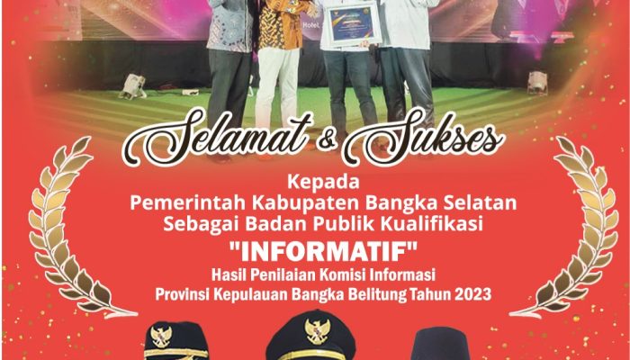 Pemkab Basel Raih Penghargaan dari KI Babel : Bupati Riza suguhkan  informasi Edukatif ke masyarakat