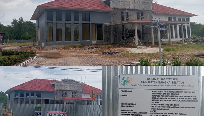 Akibat Kontraktor Nakal, Pembangunan Gedung BPS Bangka Selatan Terlantar