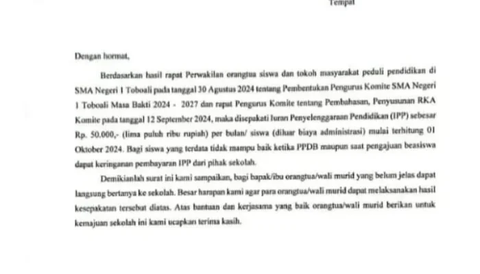 SMAN 1 Toboali Terapkan IPP Rp 50.000 Perbulan Mulai 1 Oktober 2024, Begini Penjelasan Kepsek Yudi Sapriyanto