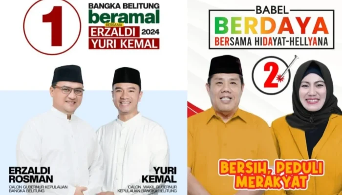 Seberapa Besar? Peluang Duo Kandidat Pertarungan Pilgub Babel 2024: Erzaldi-Yuri vs Hidayat-Hellyana