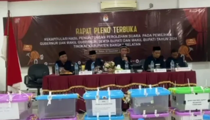 KPU Bangka Selatan Gelar Rapat Pleno Terbuka Rekapitulasi Suara Tingkat Kabupaten