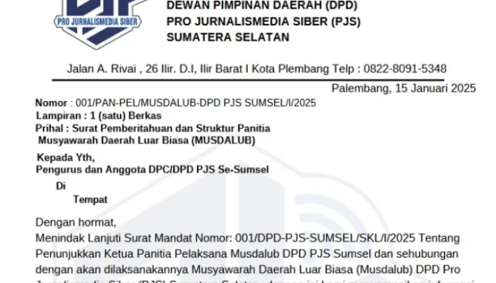 Perebutan Kursi Ketua DPD PJS Sumsel Dimulai, Ini Jadwal dan Syaratnya