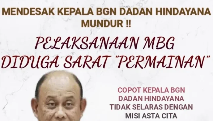 Pelaksanaan MBG Diduga Sarat “Permainan”, KAMAKSI Desak Dadan Hindayana Kepala BGN Mundur