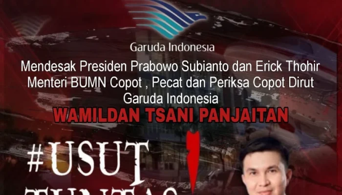KKMP Desak Prabowo Copot Dirut Garuda Indonesia Atas Dugaan Nepotisme