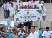 Gerindra Bangka Selatan Bagikan Takjil di Pasar Toboali Saat Ngabuburit