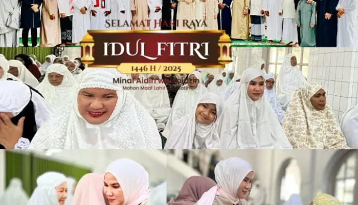 Bupati Riza Herdavid dan Istri Sholat Ied di Desa Airbara, Hujan Tak Surutkan Khusyuknya Ibadah