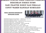 KAMAKSI Desak Prabowo Copot Direksi BUMN Korup dan Wamen Rangkap Komisaris