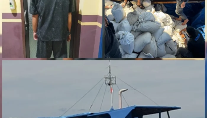 Dit Polairud Babel Amankan Tersangka dan 20 Ton Pasir Timah Ilegal