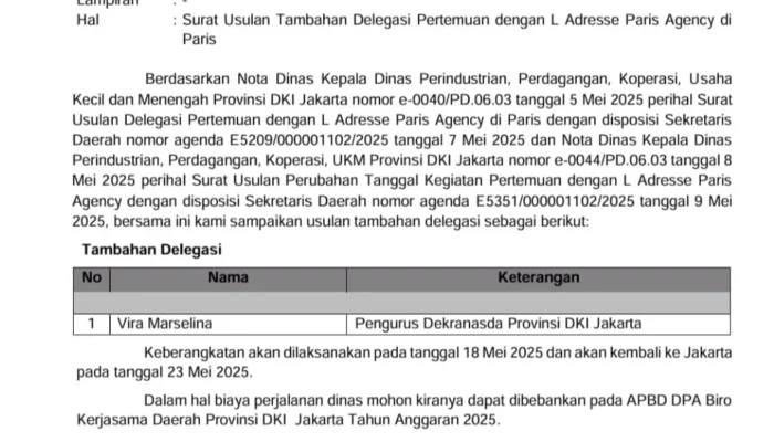 Istri Kadis Parekraf DKI Ikut Dinas ke Paris, KAMAKSI Desak Gubernur Pramono Ganti Andhika Permata!