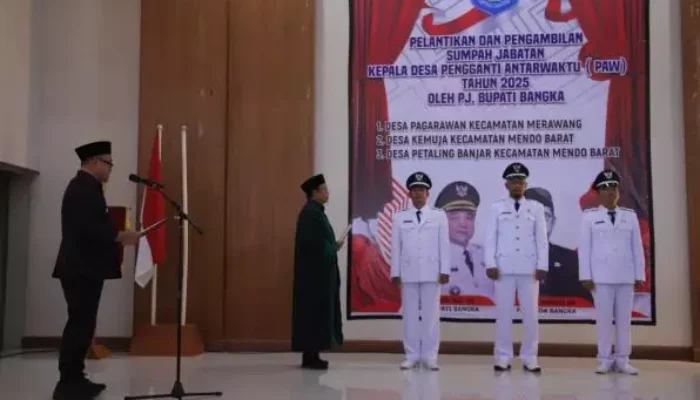 Pj Bupati Bangka Lantik Tiga Kades PAW, Dorong Sinergi Program Desa dan Pusat