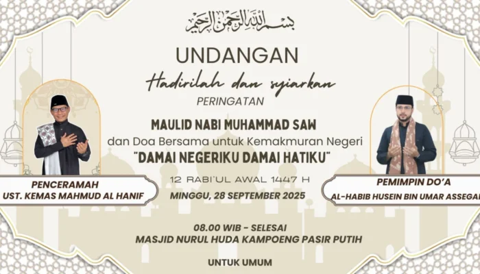 Hadirilah Peringatan Maulid Nabi Muhammad SAW di Masjid Nurul Huda Pasir Putih