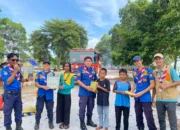 SDN 2 Tukak Sadai Gelar Perkemahan Ombak Pesisir Bahari, Damkar Hadir Beri Edukasi Keselamatan