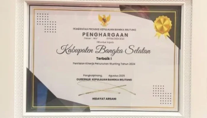 Pemkab Bangka Selatan Raih Dua Penghargaan Terbaik pada Rakor Penurunan Stunting Tingkat Provinsi Babel