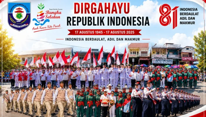 Toboali Dibanjiri Peserta, Riza-Debby Sambut Pawai HUT RI ke 81